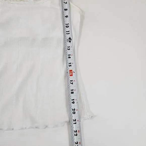 Y2k White Cami Top Sequin Lace Detail Coquette - Small - Picture 5 of 5
